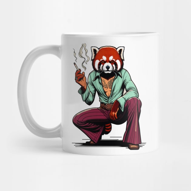 Retro Rebel: 70s Fashion smoking red panda in Shades by TimeWarpWildlife